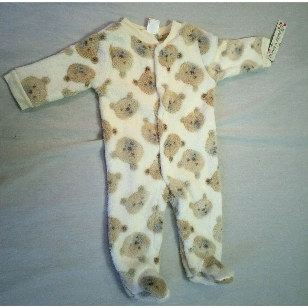NWT SANDY SIMON BOYS GIRLS FUZZY BODYSUIT SLEEPER SIZE 6-9 MONTHS